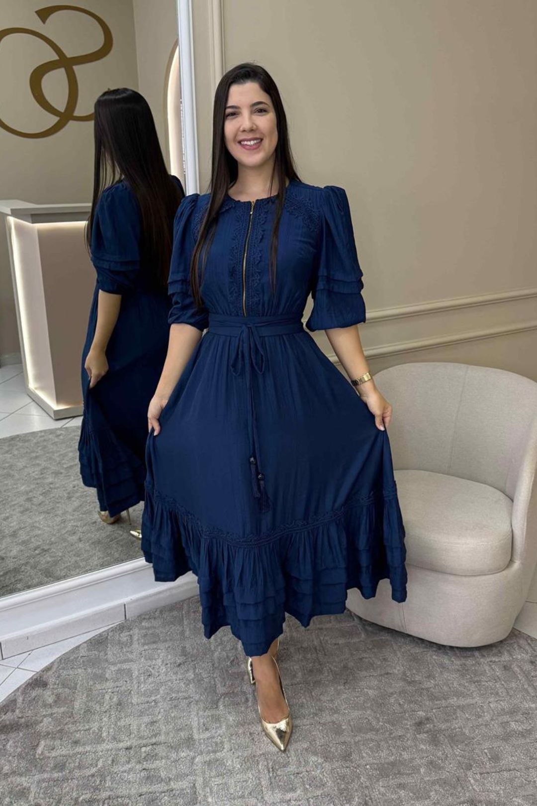 1326 | Vestido Vilma - Azul Marinho